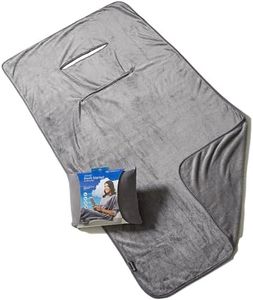 Travelrest 4-in-1 Travel Blanket - Ultra Plush and Soft Poncho Style Blanket – Includes Built-in Carry Case, Stuff Sack and Zippered Pocket – Ideal Airplane Blanket Weighing Just 20 Ounces.