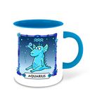 WHATS YOUR KICK - Zodiac Inspired Aquarius Printed Light Blue Inner Colour Ceramic Coffee Mug | Drink | Milk Cup - Best Gift | Zodiac, Aquarius, Horoscope (Multi 7)