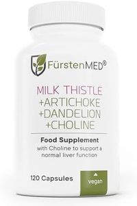 FürstenMED Milk Thistle with Artichoke Extract, Dandelion Root & Choline - Normal Liver Health Supplement - Highly Dosed with 80% Silymarin - Vegan Liver Support - 120 Non-GMO Capsule