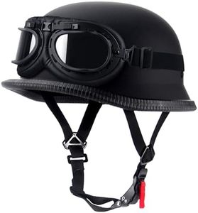Motorcycle Helmet, German Style DOT Approved, Adult Half Helmet Personality Vintage Motorcycle Cruiser Scooter Helmet, with Windproof Glasses for Men Women (Large, Matt Black)