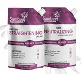 SAMBEEJ Hair Fibre Straightening Cream & Hair Neutralizer Cream 900ml - Infused with Keratin Rebonding France Technology, Long-lasting Straightening, Curl & Pizz Control Natural Hair Texture