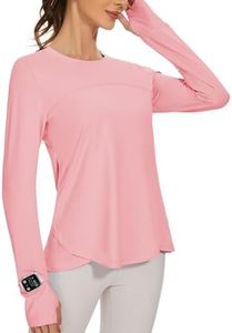 Blingfit Women's UPF 50+ Sun Shirts Long Sleeve UV Protection Rash Guard Swim Workout Tops Lightweight SPF Hiking Tops Outdoor Medium Pink