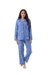 SUTPSL Women Flannel Pajamas Set Long Sleeve Shirt Pants S-XL Sleepwear Button Down Cute Pattern(BlueStarry,L-16-18)