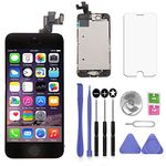 SNIDII Screen Replacement Black for iPhone 5C 4.0 inch with Earpiece and Camera Full Assembly 3D Touch LCD Display Digitizer Frame Replacement with Repair Tool Kit, Screen Protector