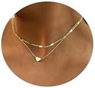 ASCOMY Dainty Gold Necklace for Women 14K Gold Plated Necklaces for Teen Girls Layered Disc Choker O Chain Love Heart Pendant Necklaces Cute Necklaces Lovely Festival Jewelry Gift for Women Girls