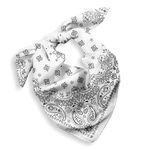 EVERY-VILLE Where EVERYone is Welcome 1 Pack White Bandana for Women Men Gift Packaging - Cowgirl Cowboy Accessories Scarf Headband Neckerchief - Large Paisley Hair Face Covering