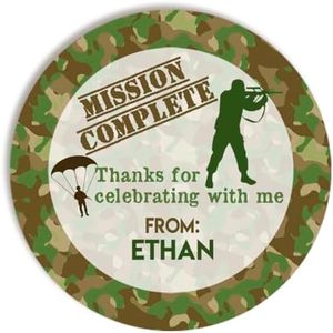 Personalized Top Secret Army Party Stickers – 40 2 Inch Top Secret Army Stickers for Boys - Labels for Envelopes & Party Favors & Treat Bags Custom & Personalized Thank You Stickers by Amanda Creation