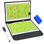 FOCCTS Magnetic Soccer Coaching Board with 24 Magnets, Dry Erase Marker, Eraser, Foldable and Portable Football Coaching Board Coaches Clipboard Tactical, Soccer Clipboard for Coaches