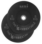 USI UNIVERSAL Olympic Weight Plates, BPB Black 5kg Pair Rubber Bumper Weight Plates Fits With 51mm Barbell, Thick Plates With Medium Bounce, Ideal For Cross Training, Weight Gym Bumper Plates