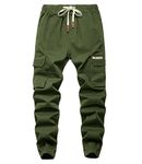 YoungSoul Boys Joggers Pants Casual Drawstring Elastic Slim Fit Kids Cargo Trousers Army UK:13-14 Years (manufacturers's Size: 170)