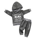 Infant Baby Boys Clothes Toddler Long Sleeve Letter Print Hoodie Pullover Tops Sweatsuit Pants Fall Winter Outfit Set Grey 6-9 Months