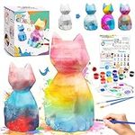 Paint Your Own Cat Lamp Art Kit, Large Upgraded DIY Geometric Cat Lamp, Gifts Crafts for Teens Girls Boys, Animals Toys Night Light, Art and Crafts Painting Kit for Kids Ages 3-12+(6.7 * 4 * 3.7in)