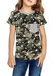 Girls Camo Star Striped T-Shirt Cam