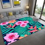 Xisnuient Tropical Jungle Plants Area Rug Pineapple Flowers Green Leaves Pattern Soft Flannel Carpet Living Room Coffee Table Mat Bedroom Bedside Rug Kitchen Corridor Bathroom (Color 2,80x160 cm)