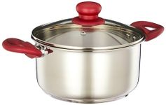 Amazon Brand - Solimo Stainless Steel Casserole with Glass Lid | Impact-Forged Bottom | Soft-Touch Handle | Dishwasher-Safe | 20 Cm | 2.9 L, 2900 Ml