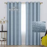 GRALI Thermal Total Blackout Curtains, Farmhouse Dusk Blue Linen Drapes, 84 Inches Drop Draperies for Sliding Door/Hall/Dorm Window（Pack of 2 Pcs, 52-Wide