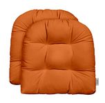 RSH DECOR: Sunbrella Tufted Wicker U-Shape Cushions Set of 2 | 19” x 19” | Water and Fade-Resistant Performance Fabric | Outdoor Seat Cushions for Patio Furniture | Canvas Tuscan