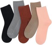 SERISIMPLE Viscose Bamboo Stretch Kids Ankle Socks Breathable Lightweight for Toddler Preschool Thin Soft Baby Socks 5 Pairs (Assorted 2, Large)