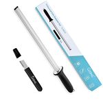 12 Inch Diamond Honing Steel, G-TING Professional Knife Sharpener Rod Kitchen Diamond Sharpening Rod Stick Tungsten Carbide Sharpener for Honing Knife Blades, Chef Knives, Pruning Shears, Garden Tool