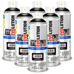 Pintyplus Water Based Spray Paint, 11oz. Greenguard Gold Certified, Low GWP Propellant, Low Odor, Matte Black. Wood, Metal, Glass, Ceramics, Terra Cotta, Plastic, Pack of 6