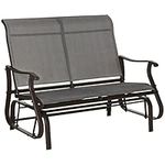 Outsunny 2-Person Outdoor Glider Chair, Patio Glider Rocking Chair with Mesh Seat and Backrest, Steel Frame for Outdoor, Backyard, Dark Grey