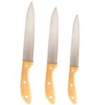 Kiwilon 3 Piece Wooden Handle Stainless Steel Kitchen Knife Set (7/6 / 5 Inch)