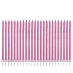 Metallic Happy Birthday Candles Tall Birthday Cake Candles Holders Long Thin Cupcake Candles Topper for Wedding Party Decoration (24pcs Metallic Pink)