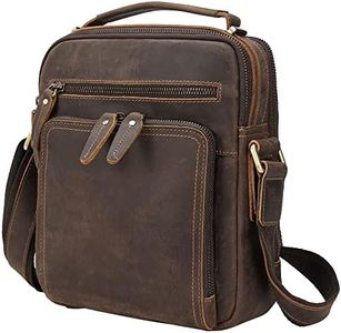 Tiding Vintage Leather Shoulder Bag for Men Small Messenger Bag Crossbody Handbag Man Purse Fits 10" Tablet