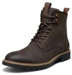 Vostey Mens Boots Motorcycle Casual Boots for Men Zipper Fashion Chukka Boots Mens (BMY8033ACA darkbrown 10.5)