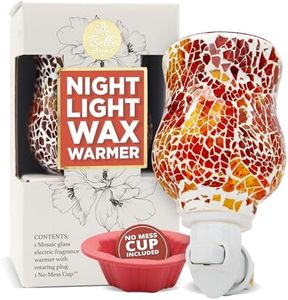 Belle Aroma Bijou® Bulb-Free Plug-in Wax Warmer Night Light – Electric Wax Melter with Mosaic LED Glow, Heating Plate, No Bulbs to Replace, No-Mess Wax Cup, Pink Gold