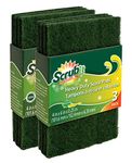 Scrub-It Scouring Pads - Heavy Duty Household Cleaning Scrubber with Non-Scratch Anti-Grease Technology - Reusable – Green - 2 Pack (X3) Total 6 Pads