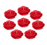 Shraddha Creation Scented Floating Candles for Home Decor, Rose Fragrance, Flower Shape Wax Candle, Red Colour, Pack of 8, 7 x 3 Cm