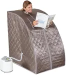 SereneLife Portable Steam Sauna - Single Person Detox Spa (Gray) - Includes Foldable Chair for Comfort, Foot Pad Heating Mat