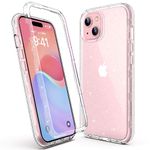 ULAK Compatible with iPhone 15 Plus Case Glitter, Heavy Duty Dual Layer Shockproof Protection Women Sparkly Transparent Protective Phone Cover for iPhone 15 Plus 6.7 inch, Clear Glitter