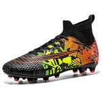 VTASQ Football Boots Men's Breathable Turf High Top Spikes Soccer Shoes Outdoor Cleats Professional Athletics Sneakers Teens Wear-Resistence Soccer Shoes Unisex T2023-B/O-3.5UK