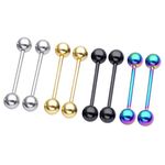 Jovivi 8pc 16G Stainless Steel 5mm Ball Barbell Tongue Bar Piercing Rings 5/8" Length