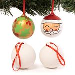 Baker Ross EX5152 Make Your Own Bauble, Ceramic Christmas Arts and Crafts for Kids to Decorate and Personalise Brown, 4 Count (Pack of 1)