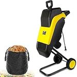 Electric Garden Shredder, 2500W Wood Chipper with 50L Collection Bag, Reversible Steel Blades, Large Funnel Opening, Safety Shut-Off, Garden Mulcher for Leaves and Branches