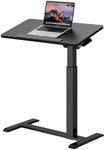 UPGRAVITY Adjustable Overbed Bedside Table - Mobile Standing Desk Portable Rolling Computer Cart Movable Folding End Table for Laptop Bed Sofa Side Table Hospital Home Use(15.8" W x 31.5" D, Black)