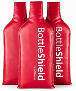 Bottle Shield Reusable Wine Protector Travel Bag (3-Pack) - Bubble Cushioning Wrap Suit - Unbreakable Bottle Sleeve, Leak Proof - Wine Travel Tote Bags Accessory for Suitcase Luggage, Red