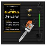 Slatwall Panel Garage Wall Organizer: Heavy Duty Wall Mounted PVC Wall Rack, Interlocking Slat Wall Paneling for Garage Wall Storage, Slatwall Board, Slatwall Shelves System -Black 3 pcs (3’H x 4’W)