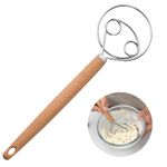 Danish Dough Whisk, Danish Dough Whisk 10-Inch Dutch Whisk Egg Beater With Plastic Handle Mixer Stainless Steel Double Holes For Bread Dough, Pastry, or Pizza Dough