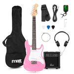 Max GigKit Junior Electric Guitar Starter Pack – Pink 3/4 Size, Beginner Electric Guitar Kit for Children 8-13, 21 Frets, 20W Amplifier, Tuner, Case, Picks and Accessories – Perfect for Learning