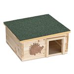 Navaris Wooden Hedgehog House - Protective Hedgehog Shelter Box for Outdoor, Garden - Hedgehog Den for Sleeping, Summer, Nesting, Winter Hibernation