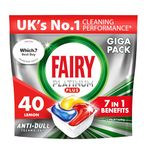 Fairy Platinum Plus Complete Dishwasher Tablets, 40 Tablets, Lemon, With Anti-Dull Technology & Rinse Aid Action, Effective In Short Cycle