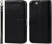 Cavor for iPhone 6, iPhone 6S Wallet Case for Women, Flip Folio Kickstand PU Leather Case with Card Holder Wristlet Hand Strap, Stand Protective Cover for iPhone6/ iPhone6s 4.7'' Phone Cases-Black