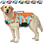 Hawaiian Sports Style Dog Life Jackets - Dog Lifesaver Vest with Rescue Handle for Swimming Boating and Adjustable Puppy Life Vests - Ripstop Life Jackets for Small Medium Large Dogs