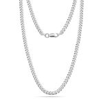 LeCalla Solid 925 Sterling Silver Curb Chain Necklace for Men and Women | Italian 5mm Diamond-Cut Cuban Link Chain Necklace 20 Inches