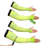 Schwer 2 Pairs ANSI A6 Cut Resistant Gardening Sleeves with Thumb Hole, 18 inch Arm Protectors for Thin Skin and Bruising, Arm Guards for Gardening, Repairing, Kitchen, Pet Grooming (Yellow)