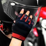 XTRIM Biking Gloves for Men and Women (Xlarge) Half-Finger Length Motorcycle Gloves for Men, Moisture-Absorbent Fabric, Comfortable Fit, Reinforced Knuckles for Impact Protection (1 Pair, Black & Red)